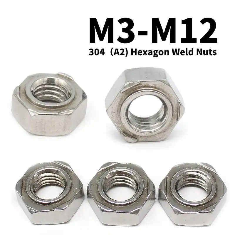 

Hexagon Weld Nuts 304 Stainless A2 Hexagon Hex Stud Spot Weld Nuts M3 M4 M5 M6 M8 M10 M12 Solder Point Welding Nut 1/5/10PCS