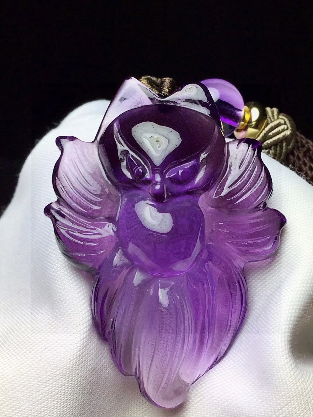 

Natural Purple Amethyst Quartz Fox carved Bead Pendant 60*25*15mm Women Men Amethyst Necklace Jewelry 18K Gold AAAAA