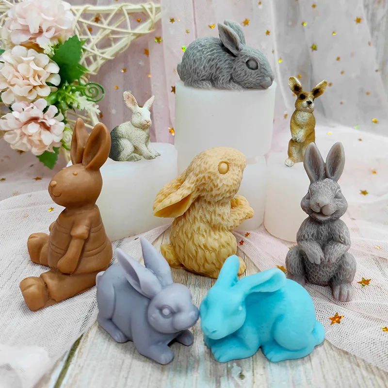 

3D Model Bunny Silicone Mold Cake Decorating Easter Candle Shape Animal Gypsum Resin Food Safety Certified