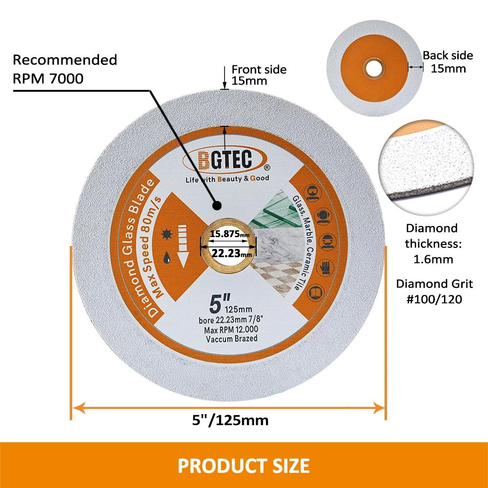 

BGTEC 1 шт. режущий стеклянный диск диаметром 75/100/115/125 мм пильное полотно угловая шлифовальная машина нефритовая плитка пластина для сухой шлифовки кристалл режущая пластина