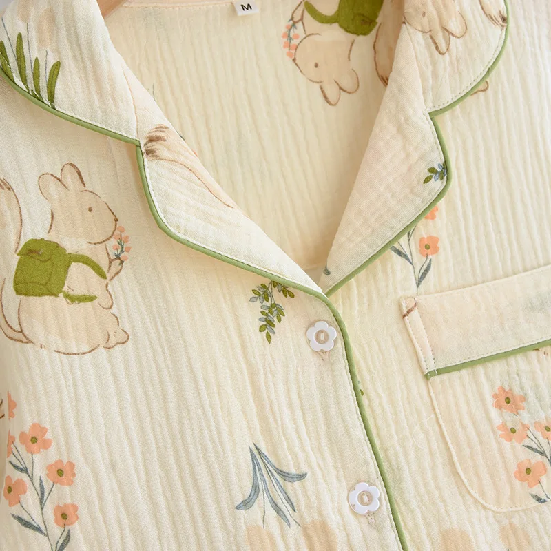 Pajamas Women's Summer New Style Cotton Short-sleeved Shorts Large Size Can Be Worn Outside Home Service Suit Soft Loungewear