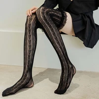 sexy black and white lace lolita high tube thigh knee socks female cute long tube love lace japanese college style ultra thin