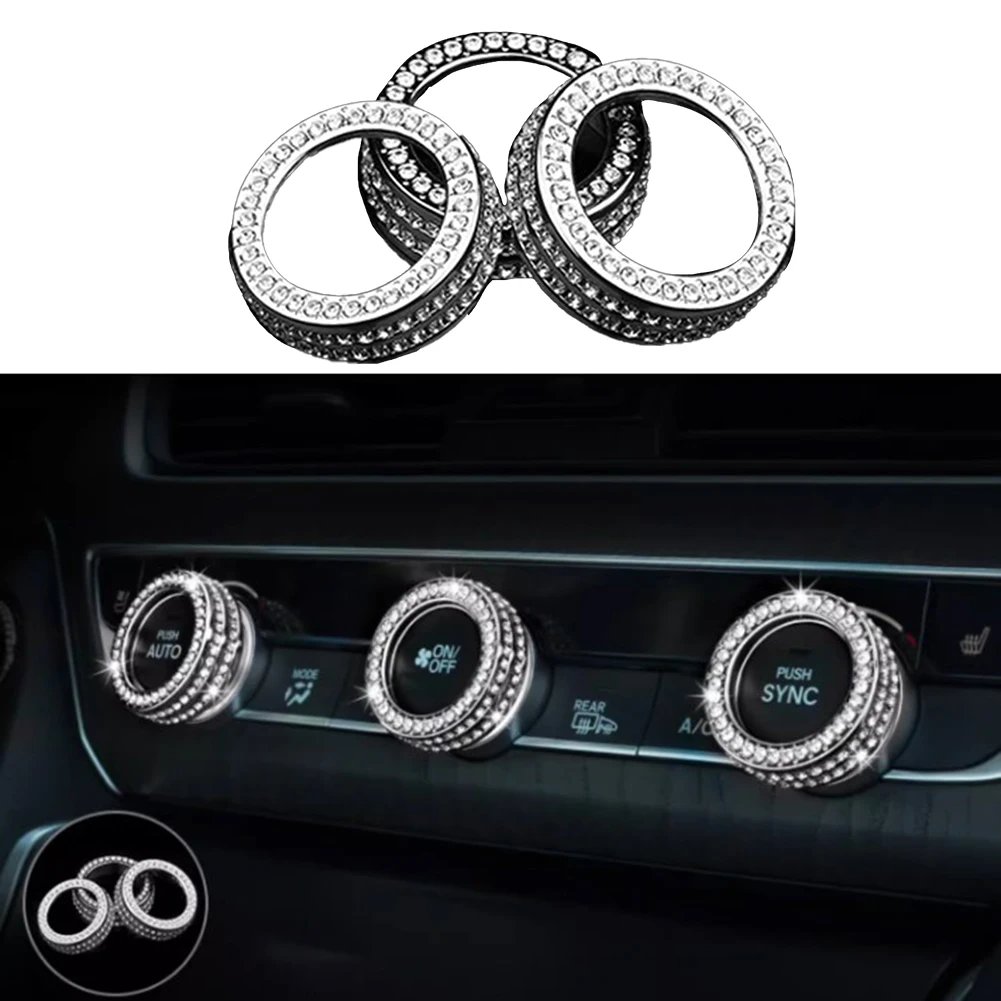 

3PCS For Accord 10th 2018 2019 2020 2021 Car AC Climate Control Knob Trim Button Cover Crystal Car AC Control Knob Cover