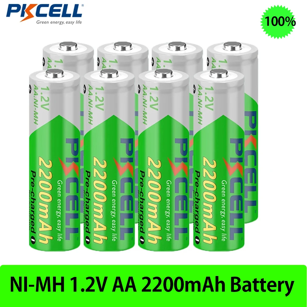 PKCELL 4 шт./20 шт. 2200 мАч NIMH AA аккумулятор высокого качества низкий саморазряд 1,2 в AA перезаряжаемая батарея для камер Быстрая доставка