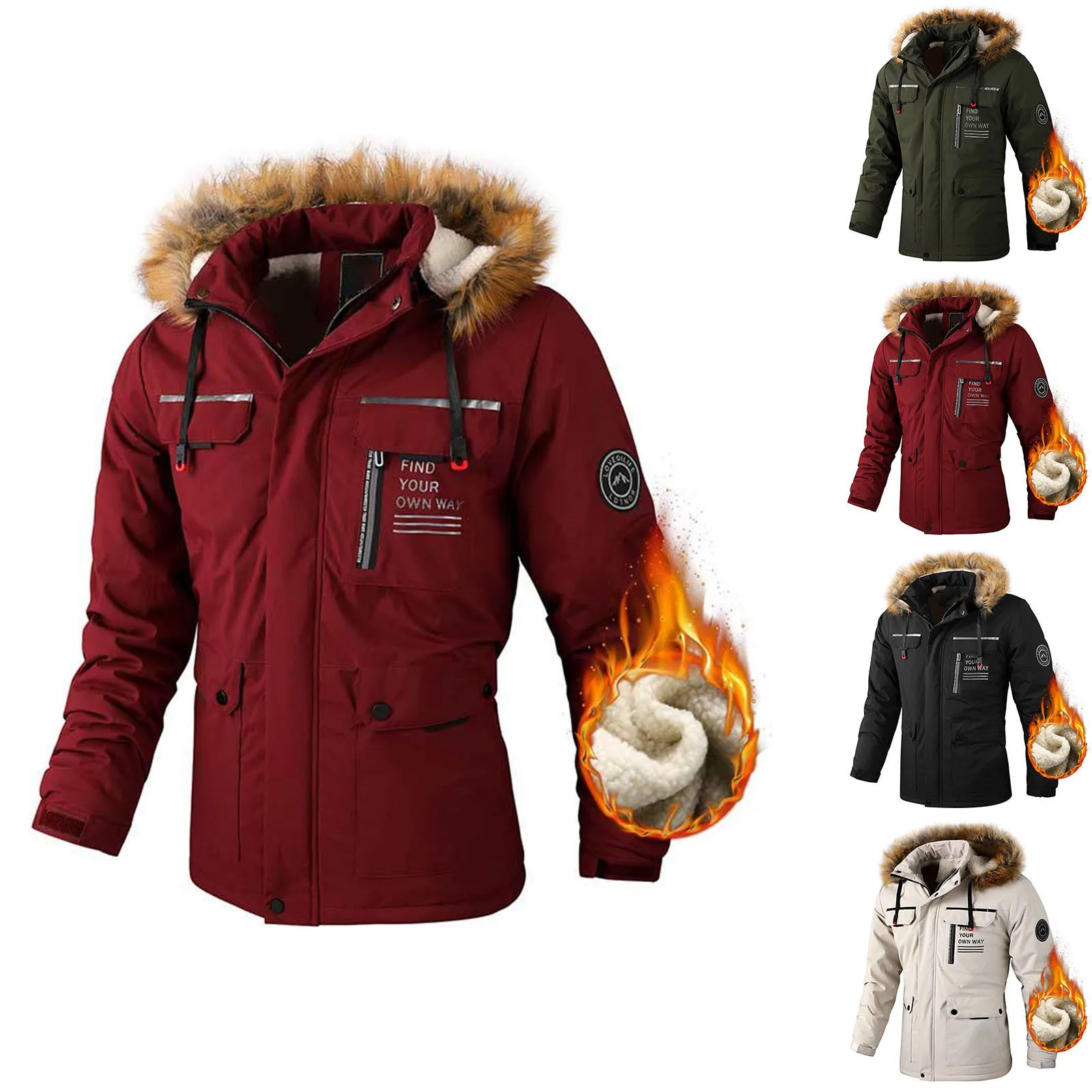 

Мужская Утепленная куртка на флисовой подкладке, Повседневная Уличная парка, теплая непродуваемая водонепроницаемая куртка на осень и зиму, мужская куртка, пальто