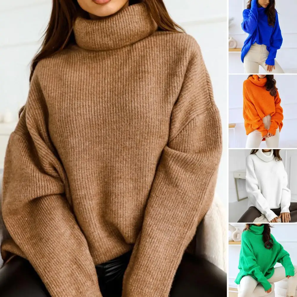 

Chic Sweater Knitted Winter Sweater Pullover High Collar Winter Sweater Neck Protection