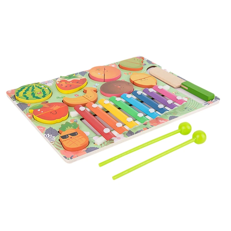 

DIY Cute Wooden Cutting Fruit Vegetable Toy Knock the Piano Game Pretend Play Toy Set Kitchen Food Girl Kid Educational