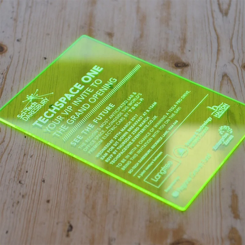 Fluorescent Cast Customized Acrylic Card 3mm Neon Plastic Business Card