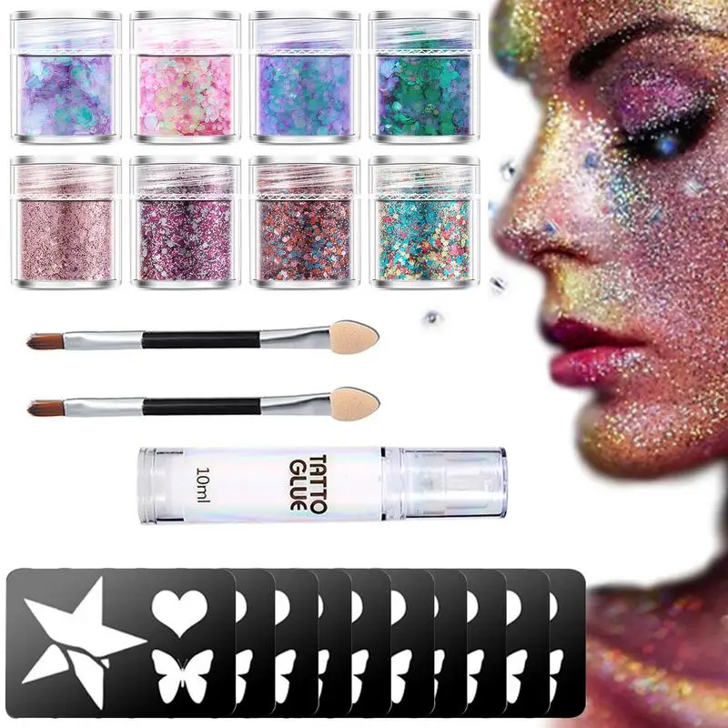 

Temporary Glitter Tattoos Temporary Glitter Tattoos Kit Glitter Tattoos Stencils Waterproof Temporary Tattoos Body Glitter