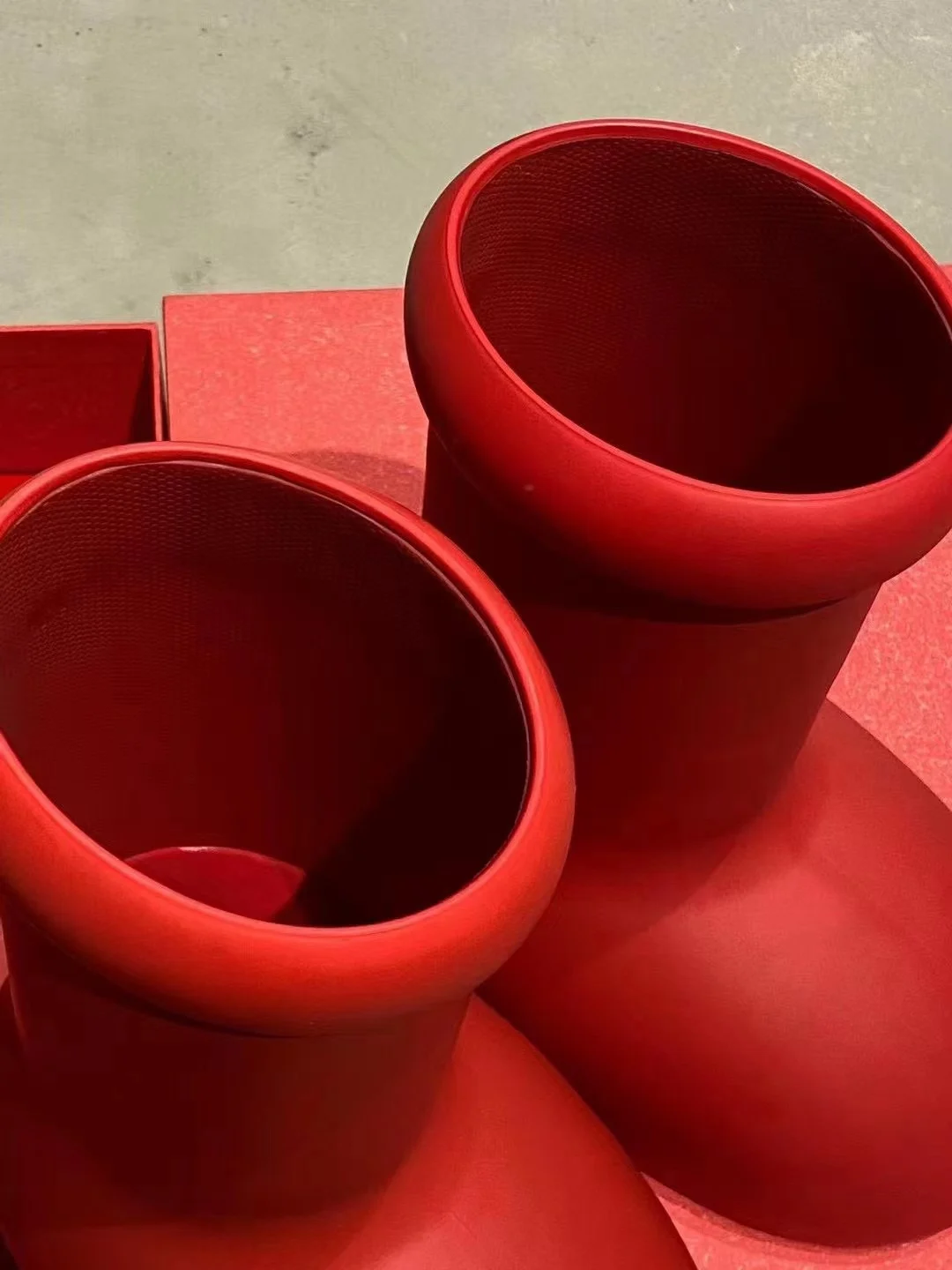 Astro Boy Red Boots Big Head Rain Boots 2023 Spring Summer New High Boots Thick Bottom Round Head Fashion