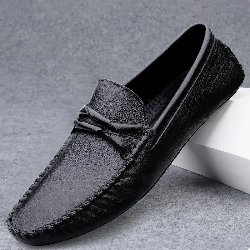

Men's Shoes Spring Soft Bottom Leather Shoes Men's Korean-Style Leather Tendon Bottom Casual Shoes Men All-Matching Gommino
