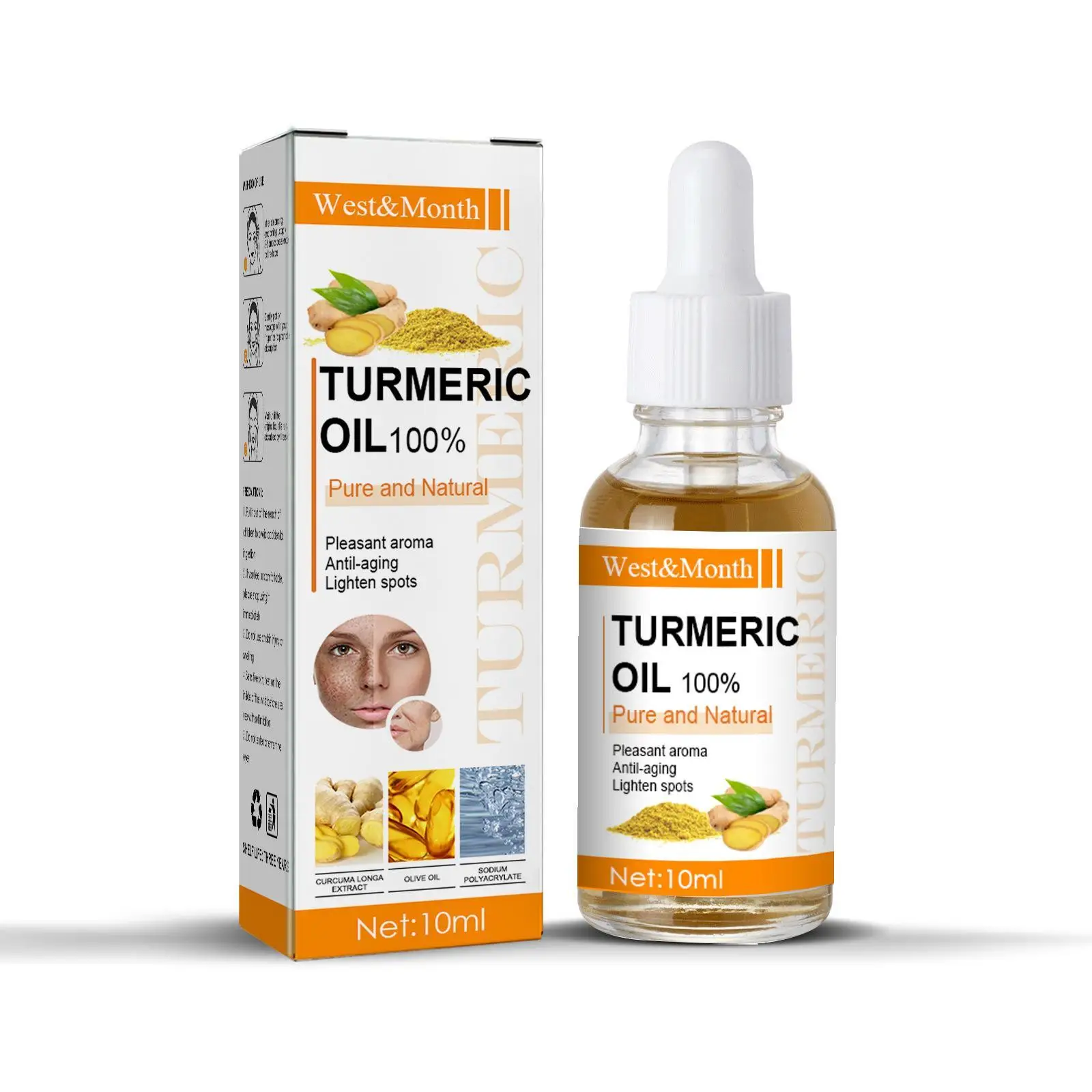 

10ml Turmeric Oil Body Skin Ligthening Acne Dark Patches Fade Dark Spot Anti Aging Body Face Whitening Essential Oil Skin Care