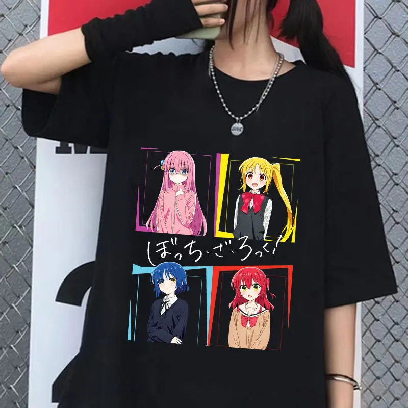 

Футболка с рисунком аниме Bocchi The Rock, футболки с графическим рисунком хитри готоh Yamada Ryo Kita Ikuyo Ijichi Nijika, летняя повседневная футболка оверсайз