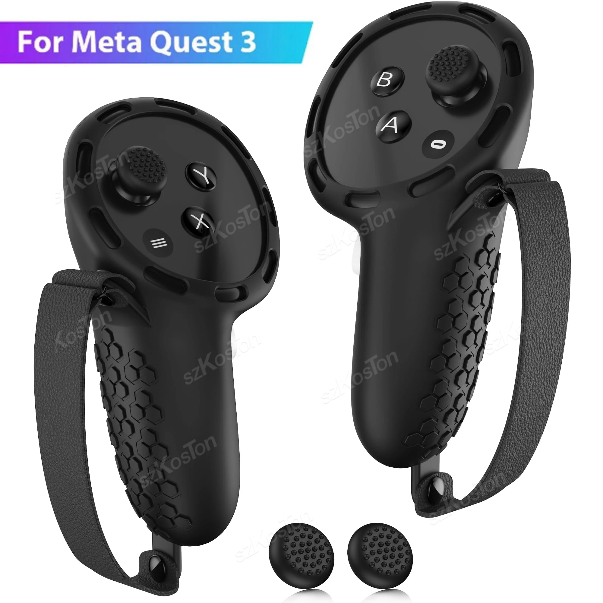 

Handle Silicone Protective Cover for Meta Quest 3 VR Controller Anti-collision Grip Case with Straps for Quest 3 Accessories