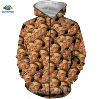 harajuku zip hoodie hot sales nicolas cage hoodies 3d print funny crazy face hoodie hip hop sweatshirt zipper men women coat
