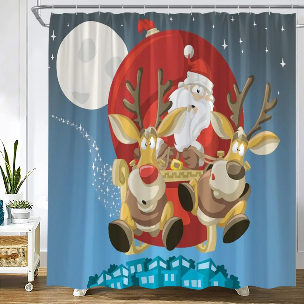 Рождественские шторы для душа забавный Санта-Клаус подарок замок зимний пейзаж