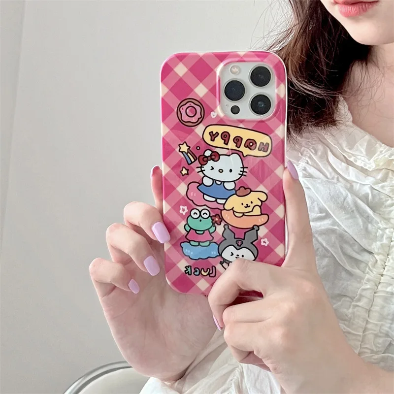 

Kawaii Sanrio Phone Case Hello Kittys Kuromi Accessories Cute Anime Iphone13 12 11Promax Xr Xs Glossy Imd Silicone Girls Gift
