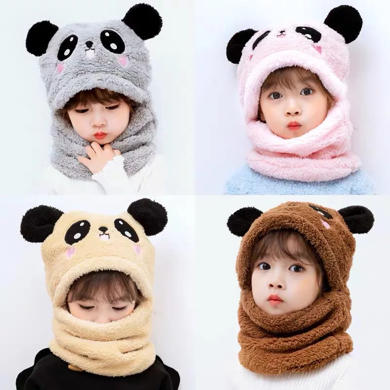 

Animal hat Winter Cute Children Cartoon Scarf panda Hat Double Fleece Warmth Boy Girl Kids Adult Parent-child Baby Winter hat