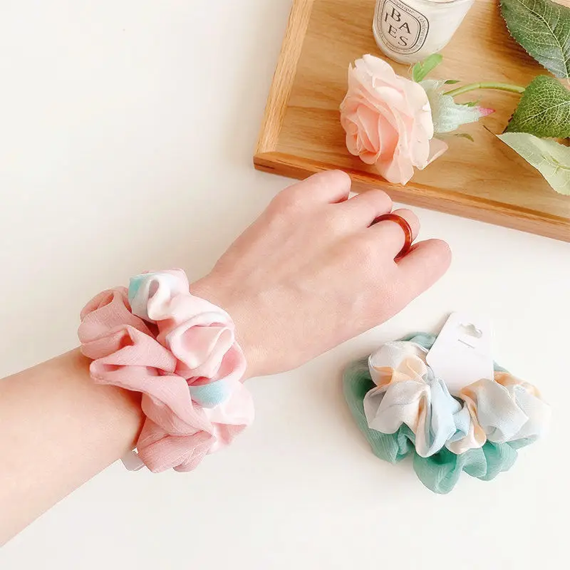 

2PCS Pезинки для волос Women Hair Accessories For Girls Ropes Sweety Summer Retro Hair Ties Flower Cloth Scrunchie Hair Bands
