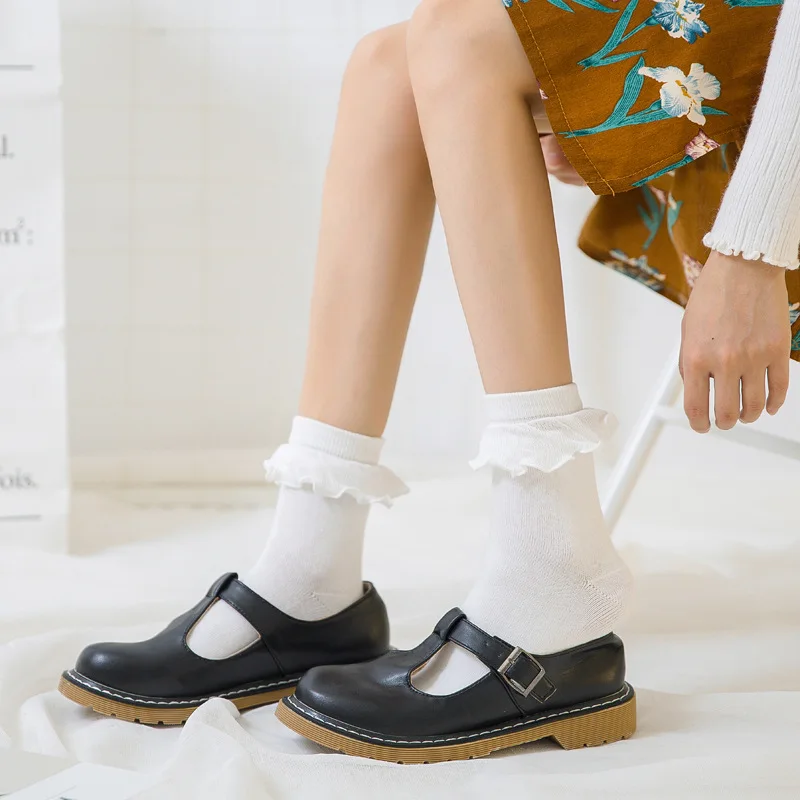 

1-3Pairs Fashion Socks Lolita Style Japanese Cute Girl Woman Fashion Flower Socking Sweet Retro Frilly Ruffle Cotton Princess
