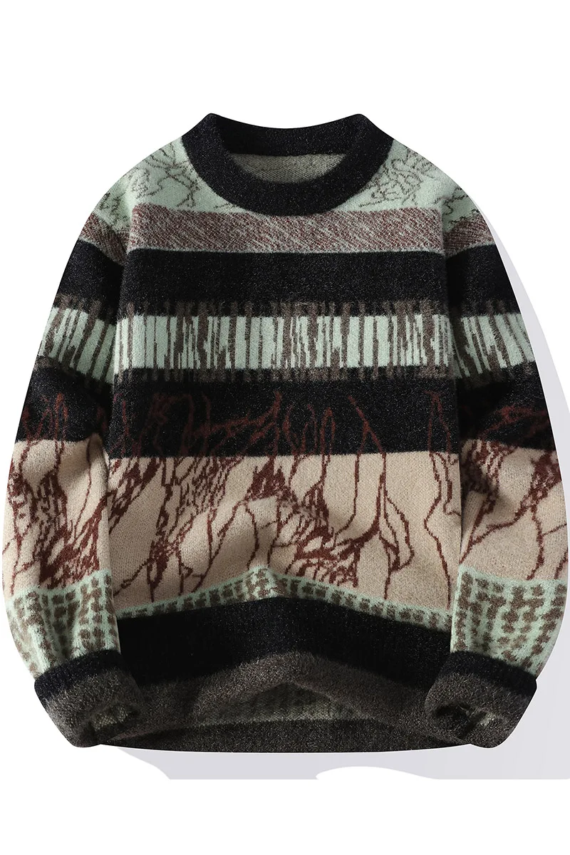 Мужские теплые вязаные свитера мужские пуловеры с круглым вырезом осень-зима