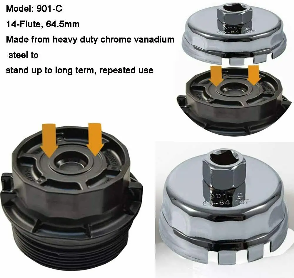 Инструмент для снятия крышки масляного фильтра Chuang Qian 64 мм 14 канавок чашечный - Фото №1