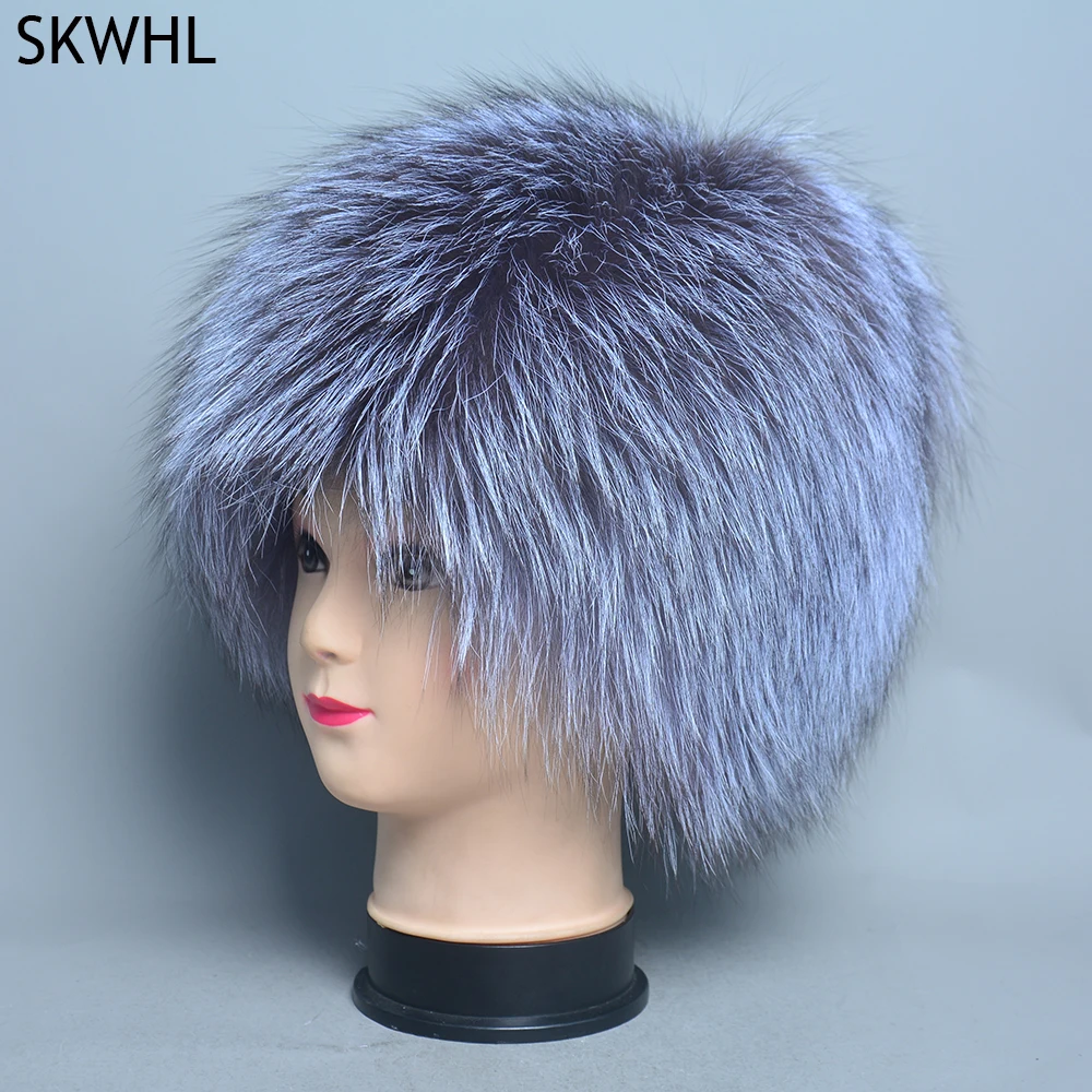 Winter Hats Women Natural Fox fur Knitted Beanies Female Fashion Fluffy Fur Hats Warm Thick Headwear Real Fur Hat