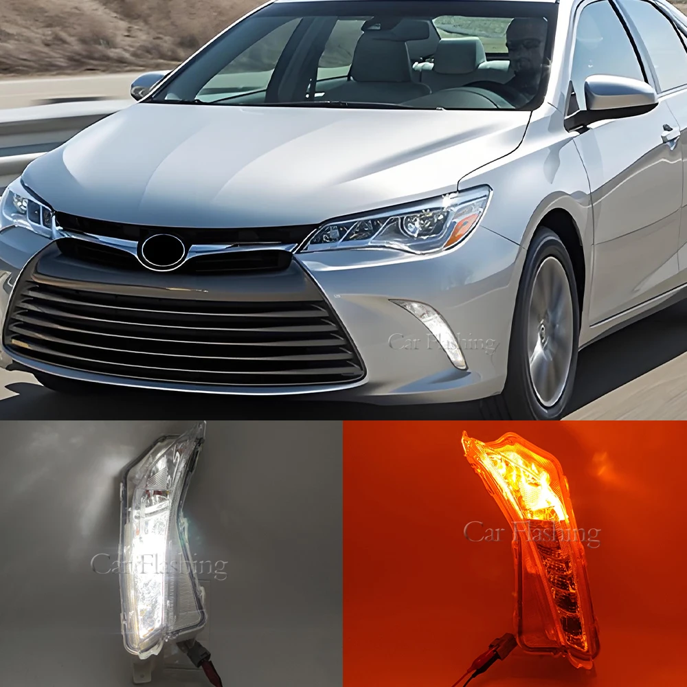 Фото Светодиодные противотуманные фары для Toyota Camry XLE XSE 2015 2016 2017 (версия для США) с функцией ДХО и указателями поворота, комплекты фар для вождения №1