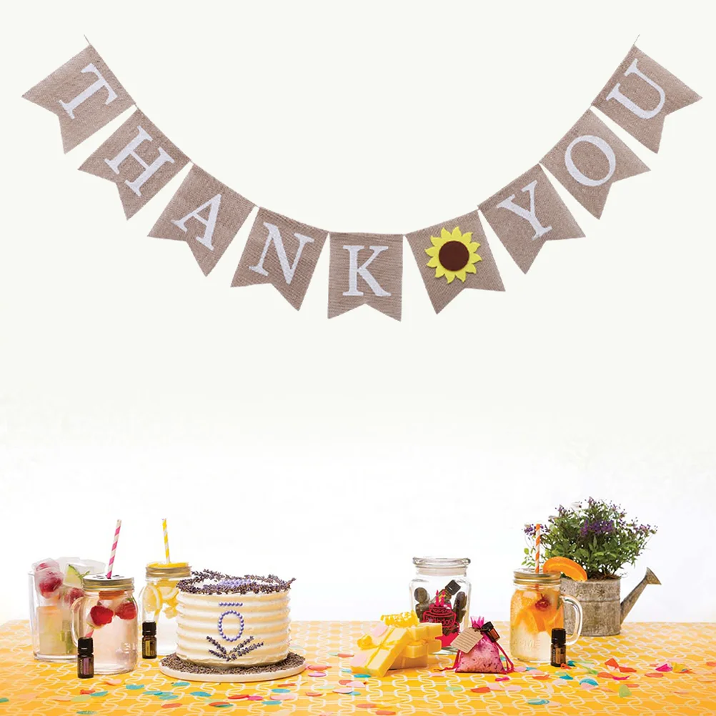 

1pcs Bunting Banner Sunflower Creative Linen Letters Burlap Banners for Supplies Party