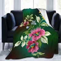 flannel blanket cover comfortable soft warm non fleece green floral red sheet outdoor office sofa towel 80x60 inc