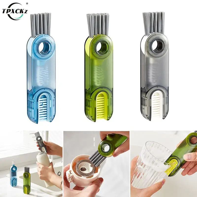Cleaning Brush Triple Cup Long Silicone Brush Gap Brush Household Soft Bristle Cleaning Brush Lid