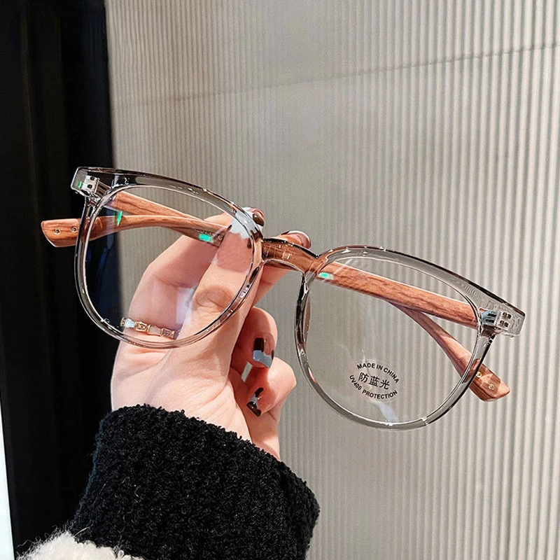 

TR90 Optical Glasses Frame Women Fashion Anti Blue Light Glasses Men Computer Goggles Retro Wood Grain Leg Square Glasses