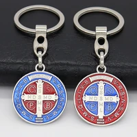 catholic enamel color cross st benedict car metal keychain pendant handicraft pendant