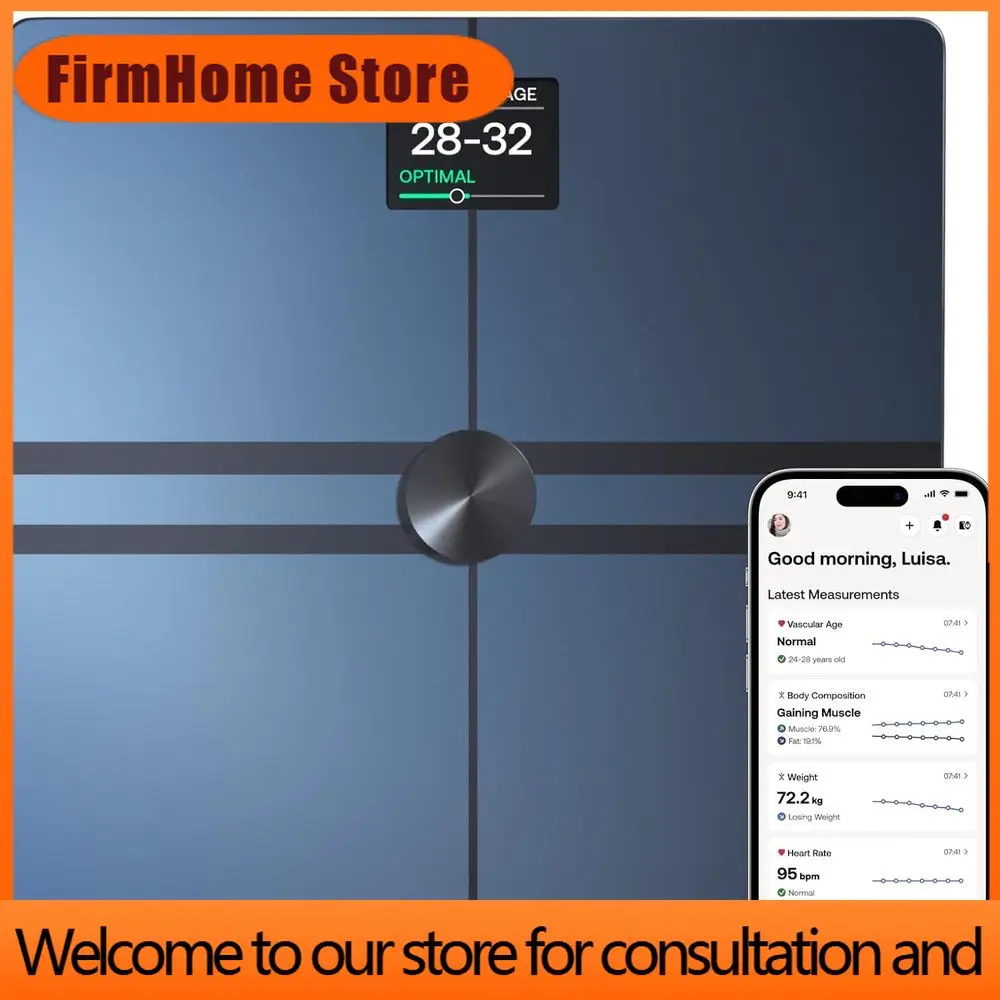 Фото Весы для измерения состава тела FirmHome Store - с поддержкой Wi-Fi и Bluetooth, цифровые весы, безопасные для детей, точные для измерения жира в брюшной полости и сердечной мышечной массы. №1