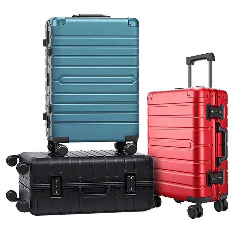 

20"24"28 Inch Travel Full Aluminium Wheeled Luxury Suitcase TSA Lock Trolley Rolling Luggage Boarding Case Valise Free