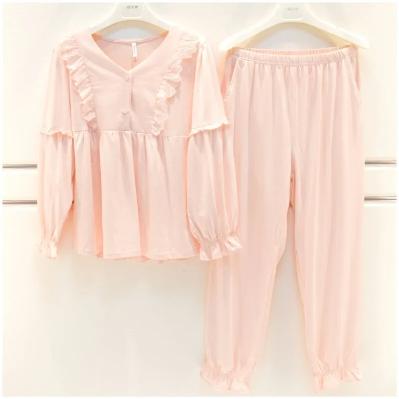 Anzhiyou корейские пижамы новые весенне-осенние женские вязаные ультратонкие мягкие