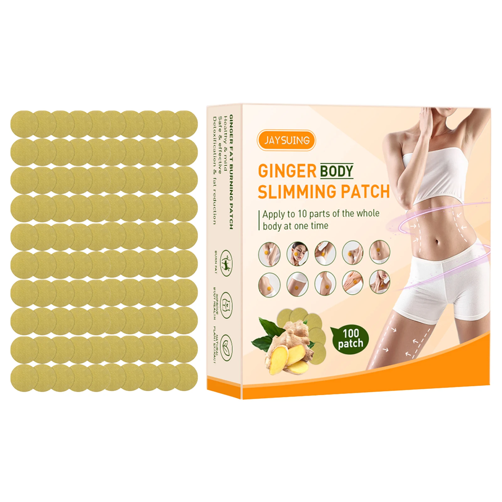 

Ginger Patch 100pcs Slim Navel Stickers Weight Loss Burning Fat Plaster Body Shaping Slimming Stickers Body Sculpting Body Leg