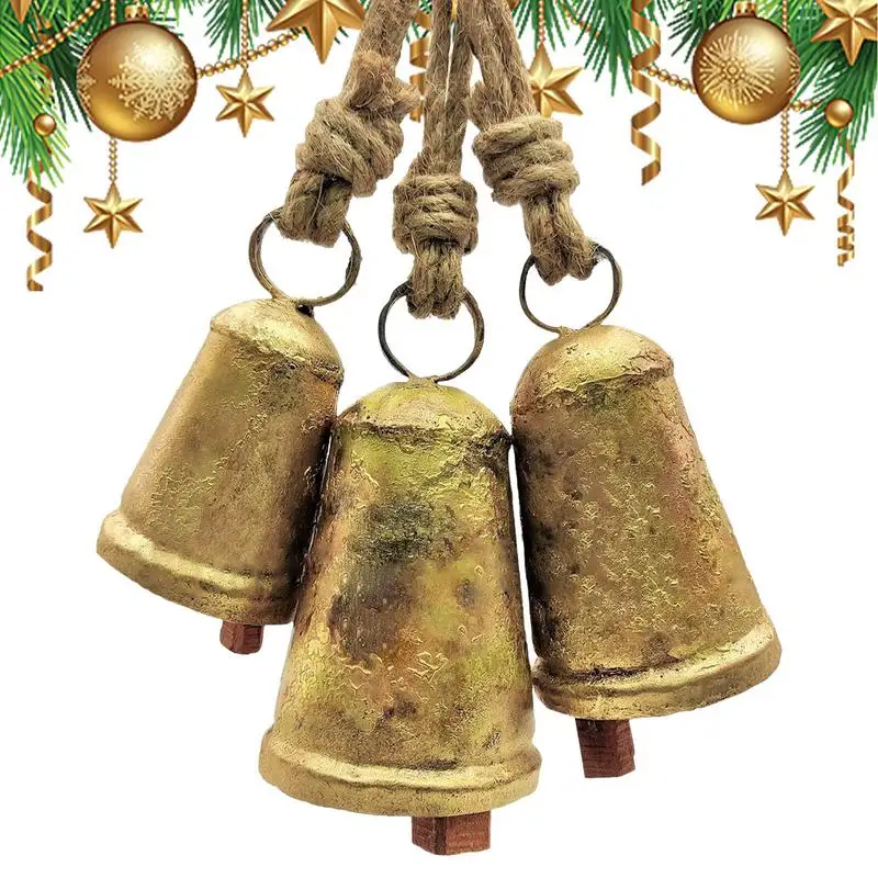 

Christmas Bell Antique Vintage Cow Bells Christmas Decor creative 3PCS Large Bell Ornaments Party Favors Christmas Tree Gifts