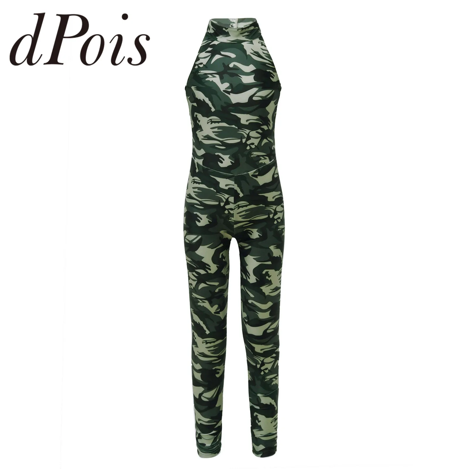 

Kids Girls Sleeveless Printed Gymnastics Jumpsuit Ballet Leotards Bodysuit for Dancing Camouflage Athletic Sports Jumpsuits