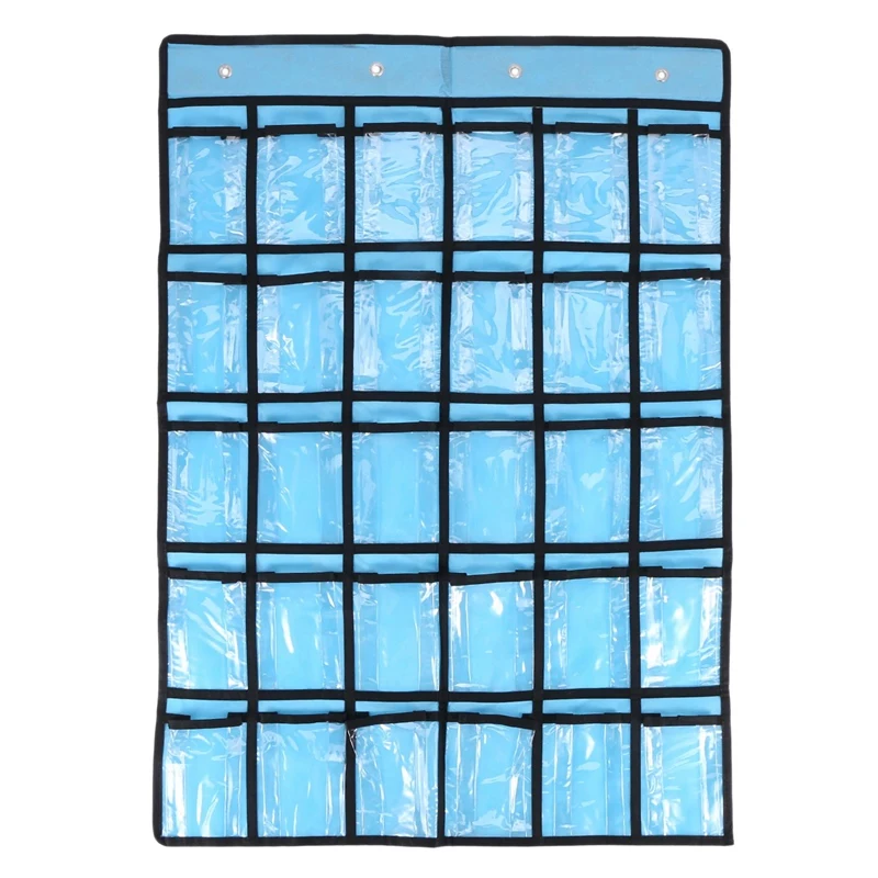 

NEW-2X Pocket Chart For Calculator Holder, 30 Pocket Charts For Classroom 33.5 X 24.5 Inch Hanging Cell Phone Organizer