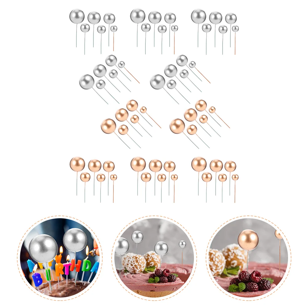 

60 шт. воздушные шары, топперы для кексов, серебряные шарики, Искусственные шарики для самостоятельного изготовления тортов, палочки для кексов, зубочистка для дня рождения и свадьбы