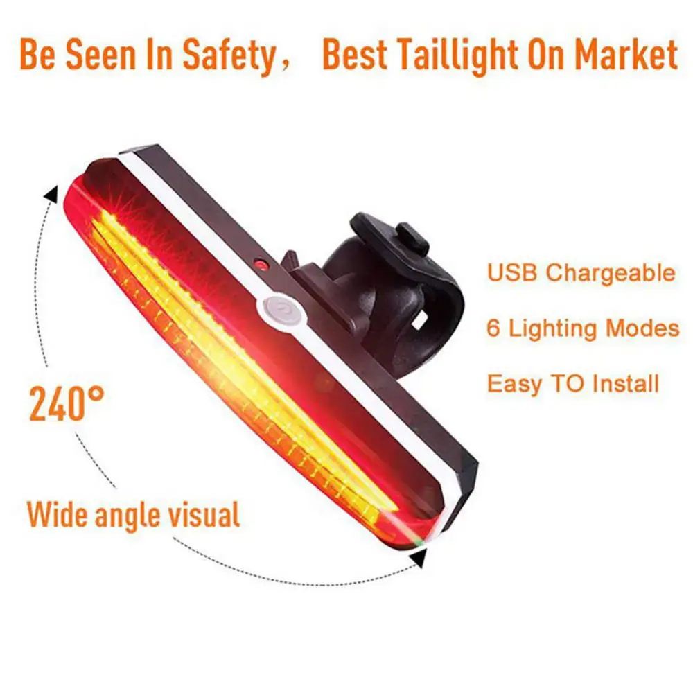 

COB LED Bicycle Light USB Charging Warning Rear Light Waterproof Six Flashing Modes Cycling Warning Lamp Bicycle Accessories