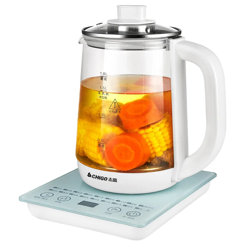 

Multifunctional Electric Glass Kettle Healthy Pot Cooker Water Boiling Tea Porridge Machine 220V/ 110V 1.8L