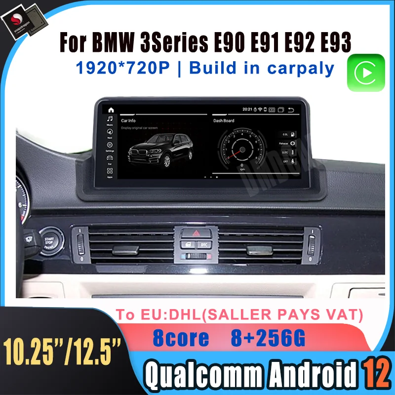 10.25"/12.5" Snapdragon Android 12 8+256G Car Multimedia Player GPS Video for BMW 3Series E90 E91 E92 E93 CarPlay iDrive Knob 10.25"/12.5" Snapdragon Android 12 8+256G Car Multimedia Player GPS Video for BMW 3Series E90 E91 E92 E93 CarPlay iDrive Knob