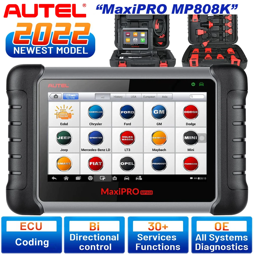 

2022 Autel MaxiPRO MP808K OBD2 Автоматическая Диагностика сканер EPB ABS Автомобильный сканер обслуживание сброса Улучшенный DS808 MP808