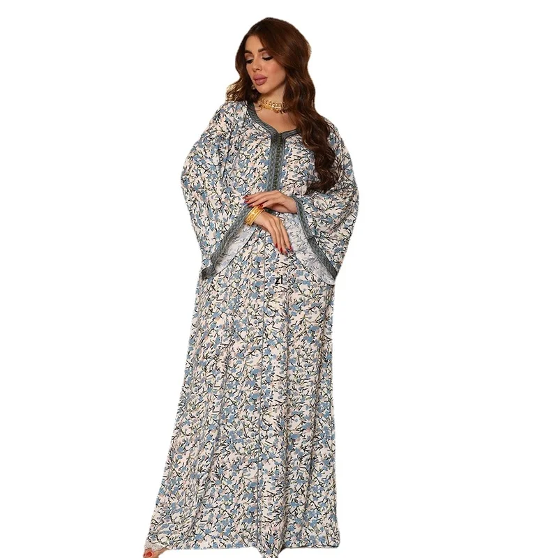 

Abayas For Women Dubai 2022 Eid Mubarak Caftan Marocain Floral Boho Turkish Dresses Muslim Women Clothing Ramadan Jellabiya