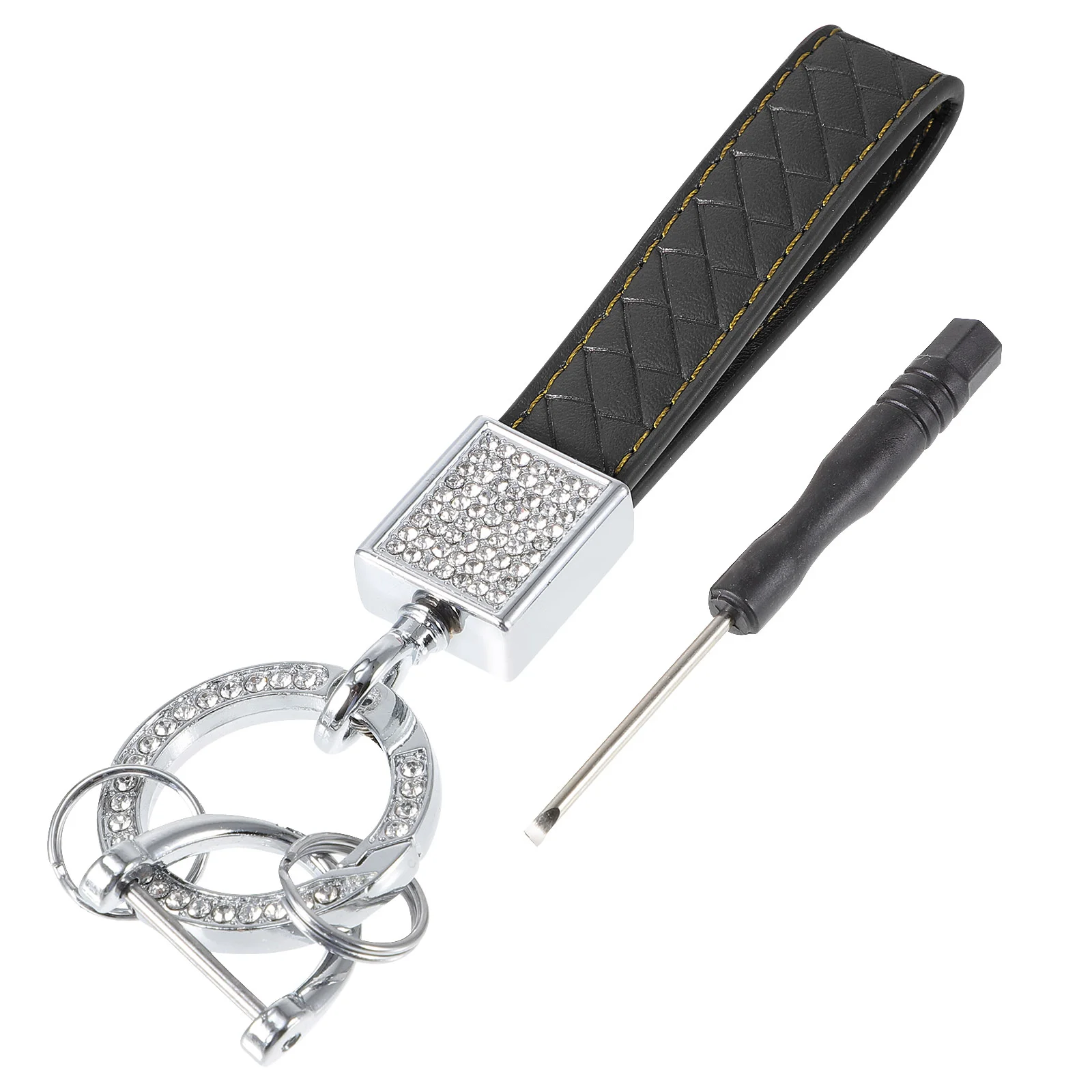 

Bling Leather Car Keychain Fashion Rhinestones Key Chain Holder for Men