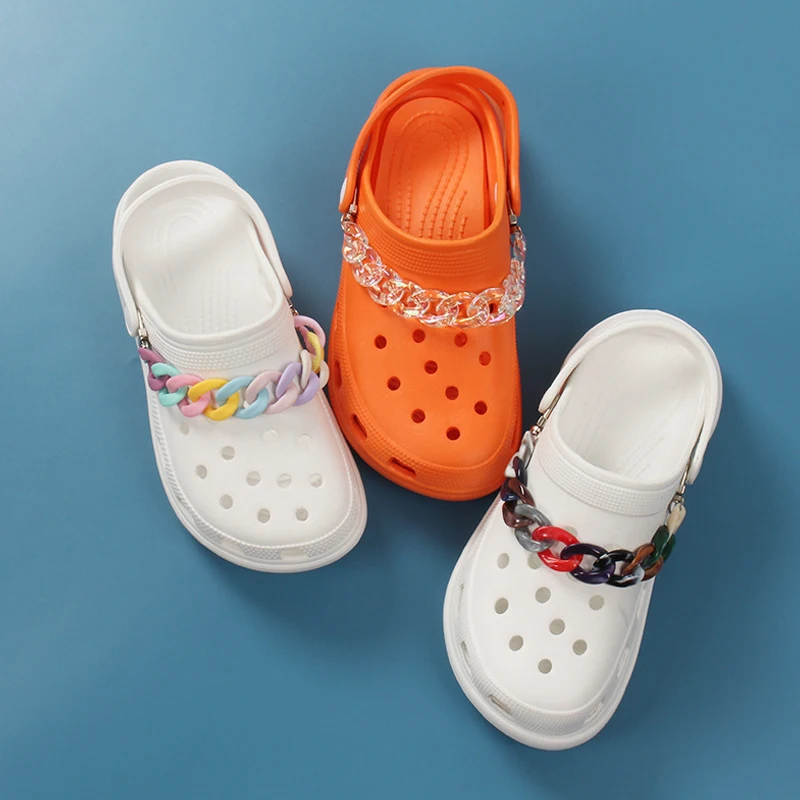 

New 1pc Pearl Resin Chain Shoe Buckle Wholesale Sneakers Accessories DIY Croc Charms Decoration Kisd Women Girls