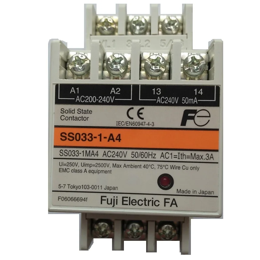 

Solid State Contactor SS033-1-A4 AC240V 50/60HZ 3A FUJI ELECTRIC FA JAPAN