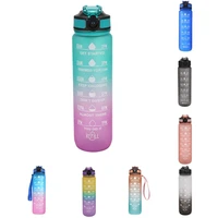 1000ml tritan fitness sports water bottle with time markerstraw large wide mouth leakproof durable